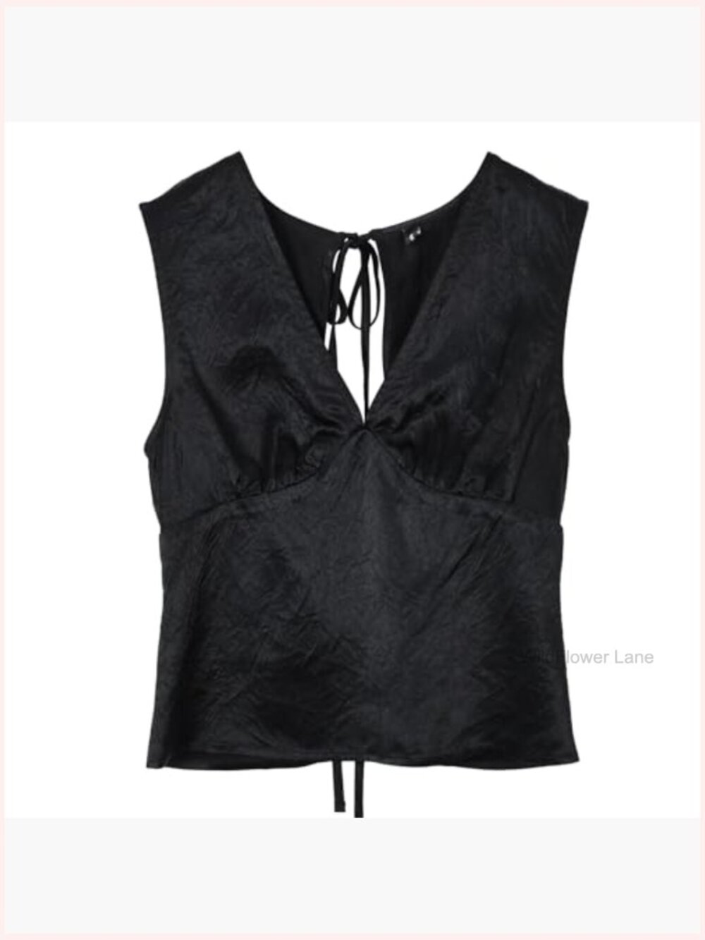 Acetate V-Neck Open Back Tank Top Self Tie Sleeveless Blouse - Picture 5 of 7